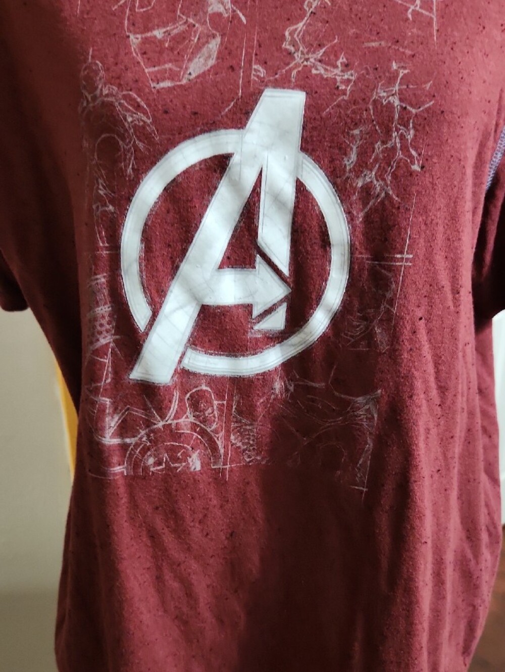Marvel Men's Maroon Short Sleeve Tee with White Avengers Logo
